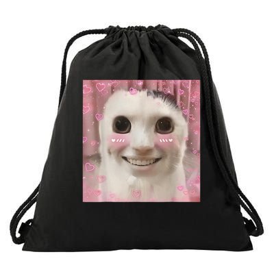 Goofy Ahh Cat Meme Dank Cursed Weirdcore Funny Dank Meme Drawstring Bag