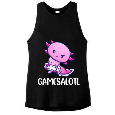Gamesalotl Axolotl Cute Playing Video Game Ladies PosiCharge Tri-Blend Wicking Tank
