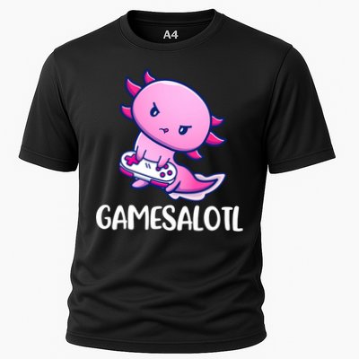 Gamesalotl Axolotl Cute Playing Video Game Cooling Performance Crew T-Shirt
