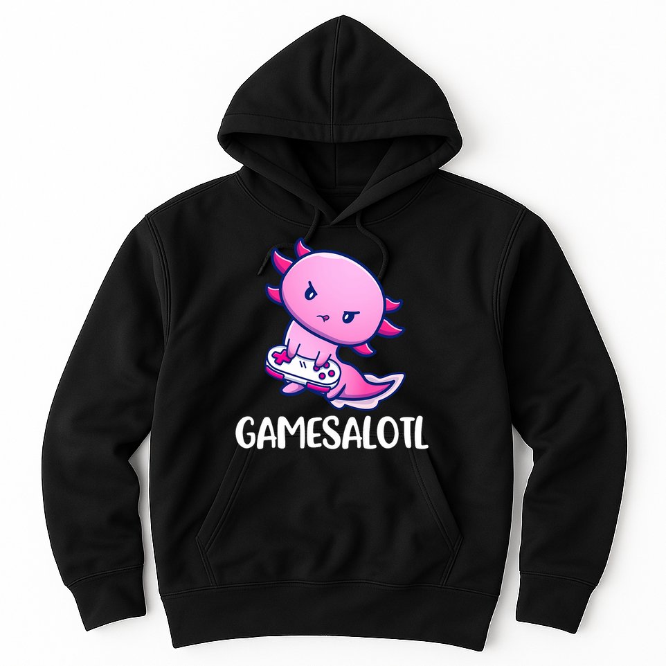 Gamesalotl Axolotl Cute Playing Video Game Hoodie