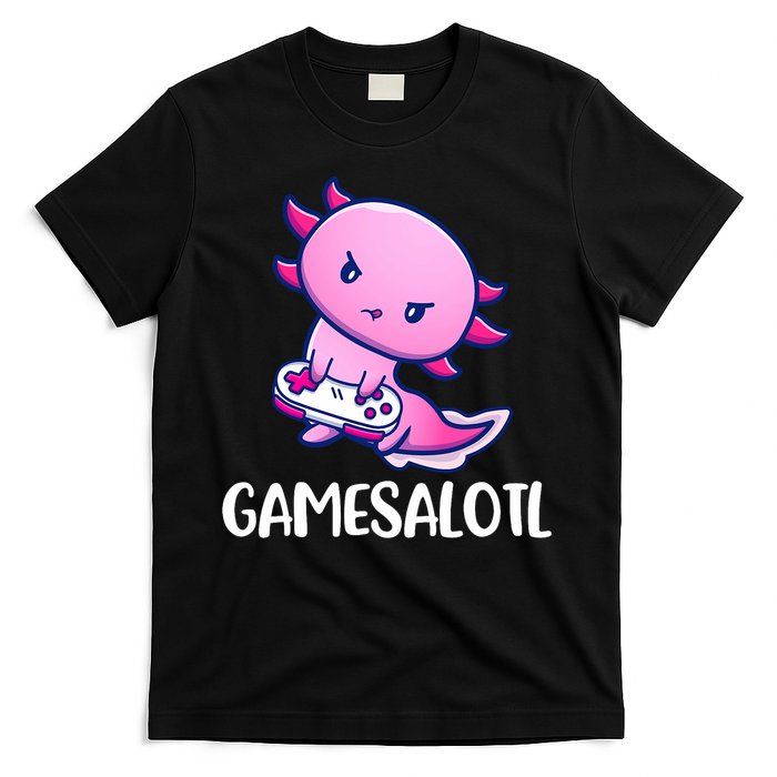Gamesalotl Axolotl Cute Playing Video Game T-Shirt