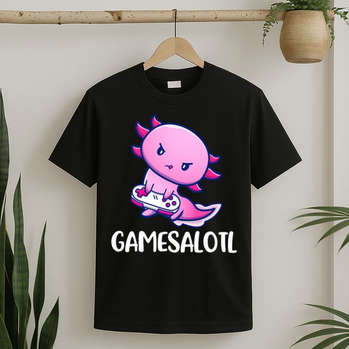 Gamesalotl Axolotl Cute Playing Video Game T-Shirt