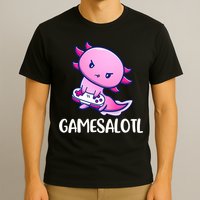 Gamesalotl Axolotl Cute Playing Video Game T-Shirt