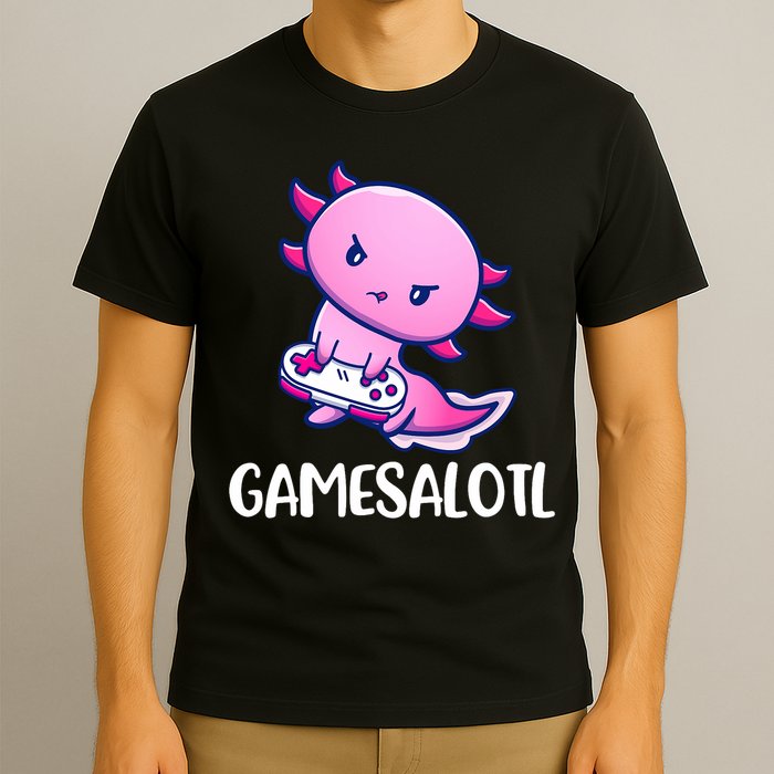 Gamesalotl Axolotl Cute Playing Video Game T-Shirt