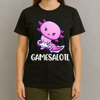 Gamesalotl Axolotl Cute Playing Video Game T-Shirt