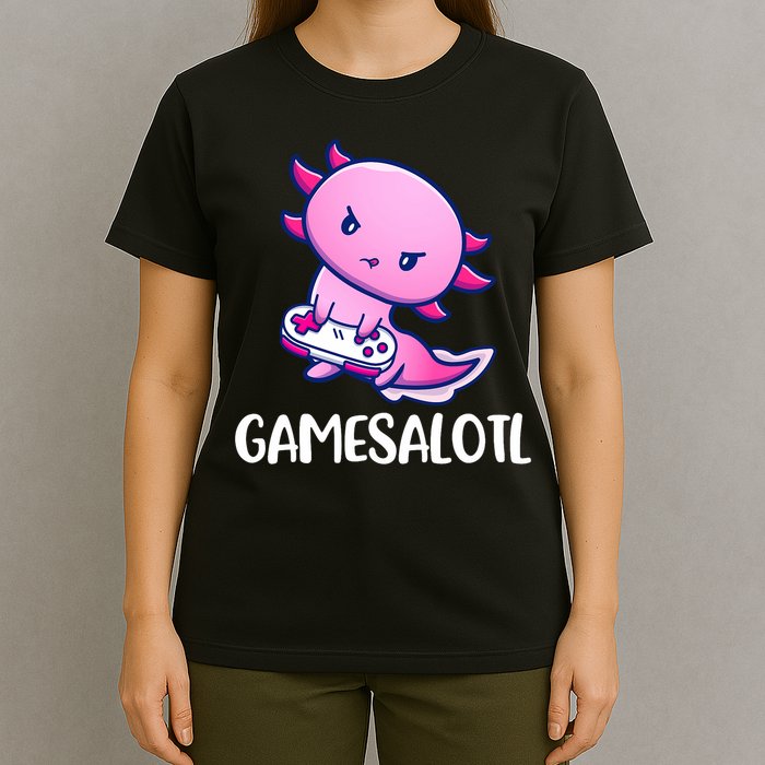 Gamesalotl Axolotl Cute Playing Video Game T-Shirt