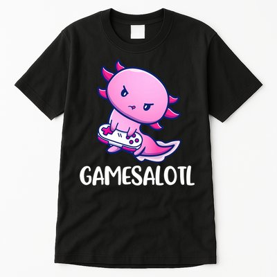 Gamesalotl Axolotl Cute Playing Video Game Tall T-Shirt