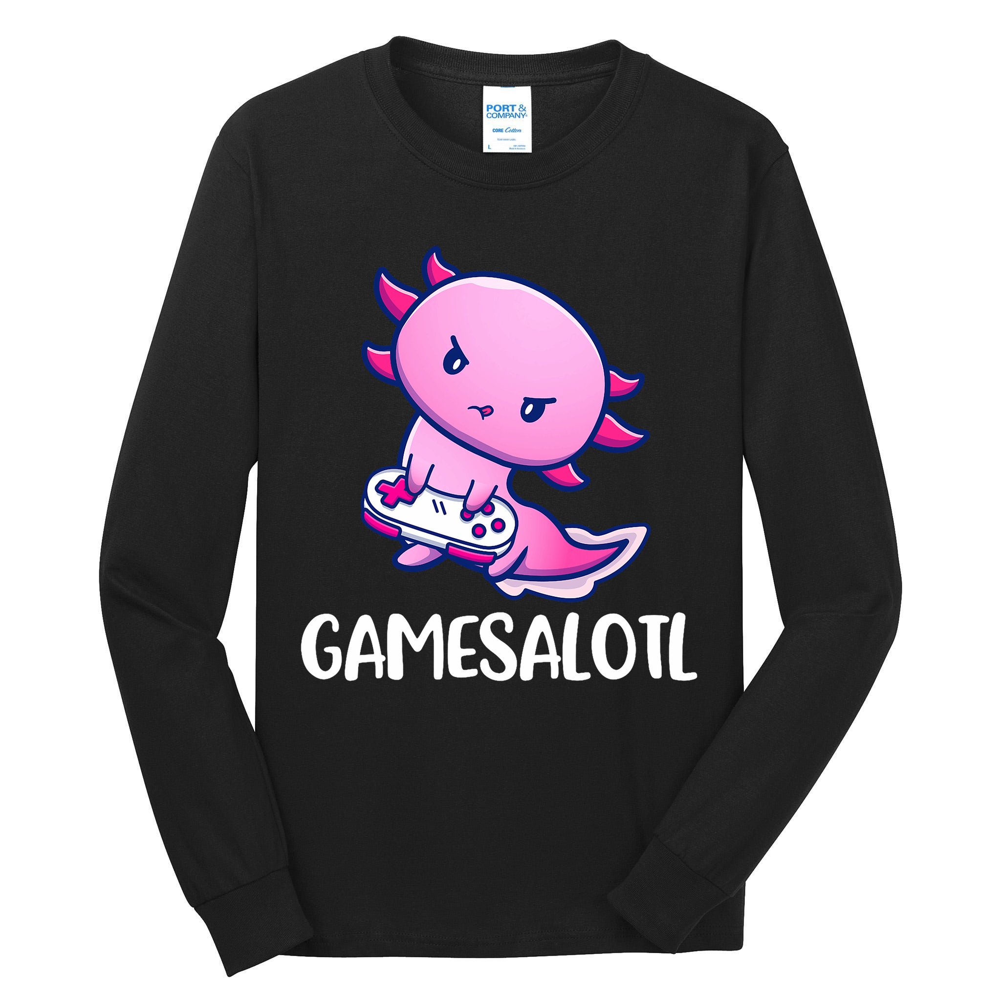 Gamesalotl Axolotl Cute Playing Video Game Tall Long Sleeve T-Shirt