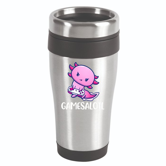 Gamesalotl Axolotl Cute Playing Video Game 16oz Travel Tumbler