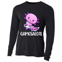 Gamesalotl Axolotl Cute Playing Video Game Cooling Performance Long Sleeve Crew