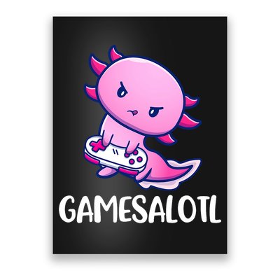 Gamesalotl Axolotl Cute Playing Video Game Poster