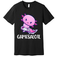 Gamesalotl Axolotl Cute Playing Video Game Premium T-Shirt