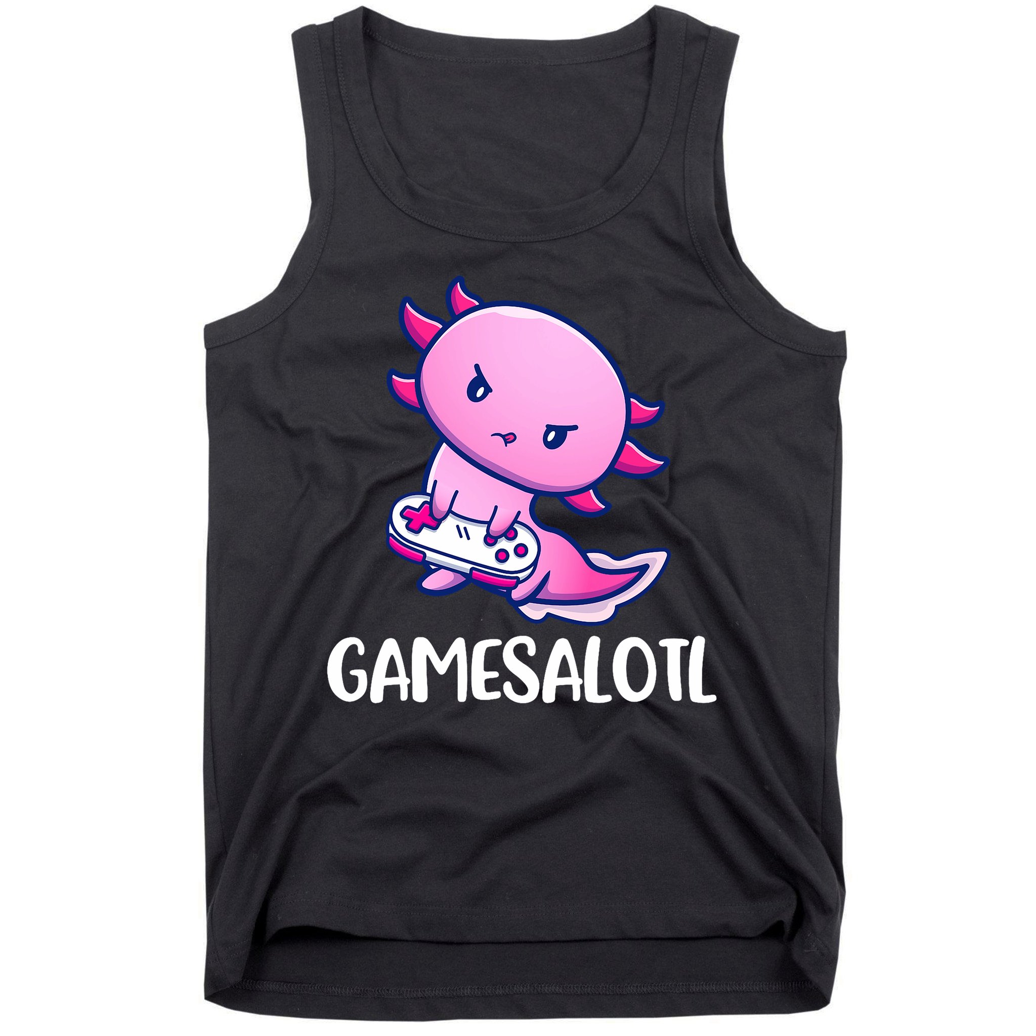 Gamesalotl Axolotl Cute Playing Video Game Tank Top
