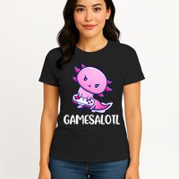 Gamesalotl Axolotl Cute Playing Video Game Womens T-Shirt
