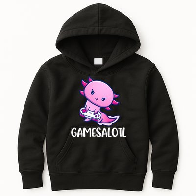 Gamesalotl Axolotl Cute Playing Video Game Kids Hoodie
