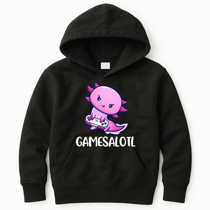 Gamesalotl Axolotl Cute Playing Video Game Kids Hoodie