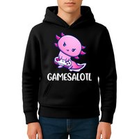 Gamesalotl Axolotl Cute Playing Video Game Kids Hoodie