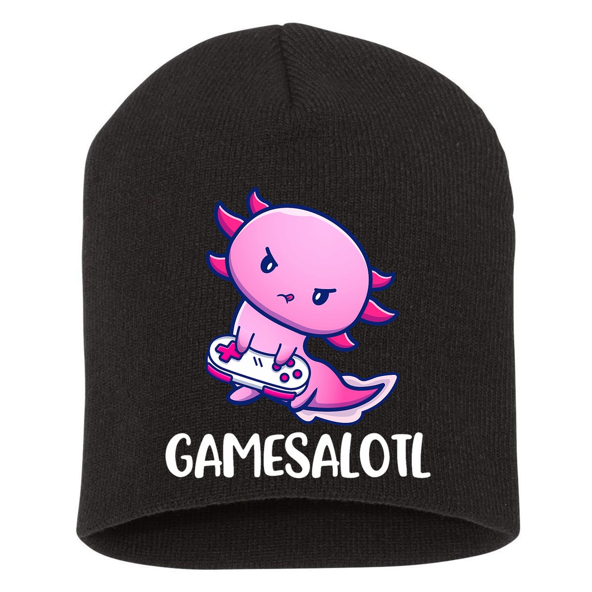 Gamesalotl Axolotl Cute Playing Video Game Short Acrylic Beanie