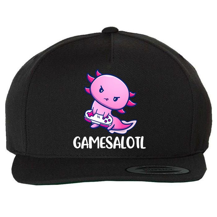 Gamesalotl Axolotl Cute Playing Video Game Wool Snapback Cap