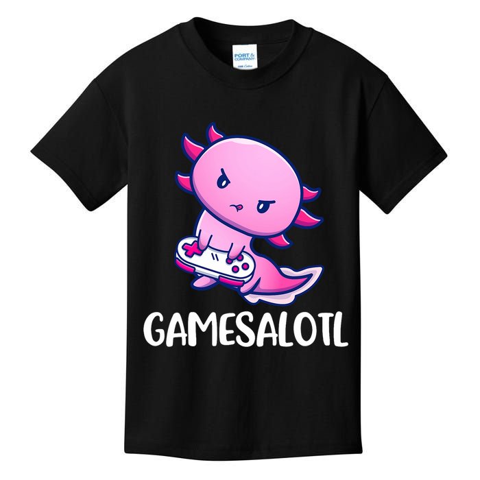 Gamesalotl Axolotl Cute Playing Video Game Kids T-Shirt