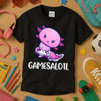 Gamesalotl Axolotl Cute Playing Video Game Kids T-Shirt