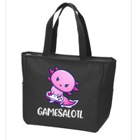 Gamesalotl Axolotl Cute Playing Video Game Zip Tote Bag