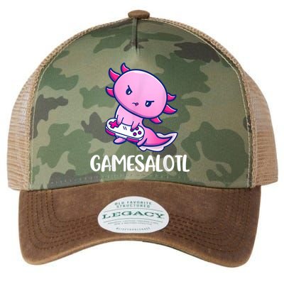 Gamesalotl Axolotl Cute Playing Video Game Legacy Tie Dye Trucker Hat