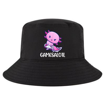 Gamesalotl Axolotl Cute Playing Video Game Cool Comfort Performance Bucket Hat