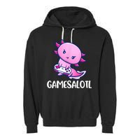 Gamesalotl Axolotl Cute Playing Video Game Garment-Dyed Fleece Hoodie