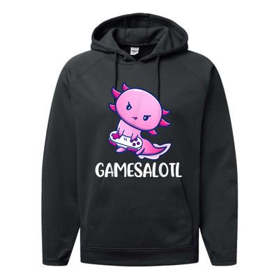 Gamesalotl Axolotl Cute Playing Video Game Performance Fleece Hoodie