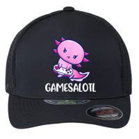 Gamesalotl Axolotl Cute Playing Video Game Flexfit Unipanel Trucker Cap