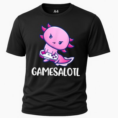 Gamesalotl Axolotl Cute Playing Video Game Performance Shirt