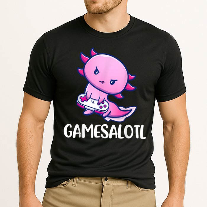 Gamesalotl Axolotl Cute Playing Video Game Performance Shirt