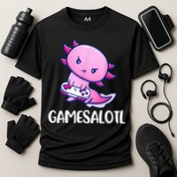 Gamesalotl Axolotl Cute Playing Video Game Performance Shirt
