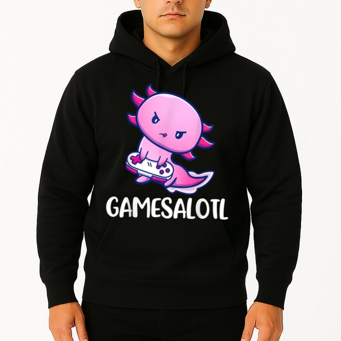 Gamesalotl Axolotl Cute Playing Video Game Hoodie