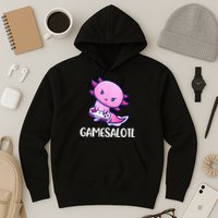Gamesalotl Axolotl Cute Playing Video Game Hoodie