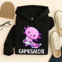 Gamesalotl Axolotl Cute Playing Video Game Hoodie