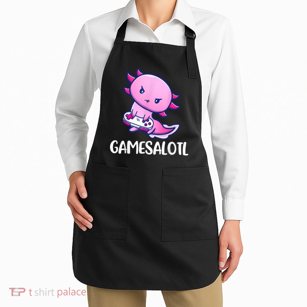 Gamesalotl Axolotl Cute Playing Video Game Apron