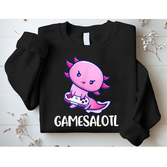 Gamesalotl Axolotl Cute Playing Video Game Sweatshirt