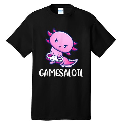 Gamesalotl Axolotl Cute Playing Video Game Tall T-Shirt