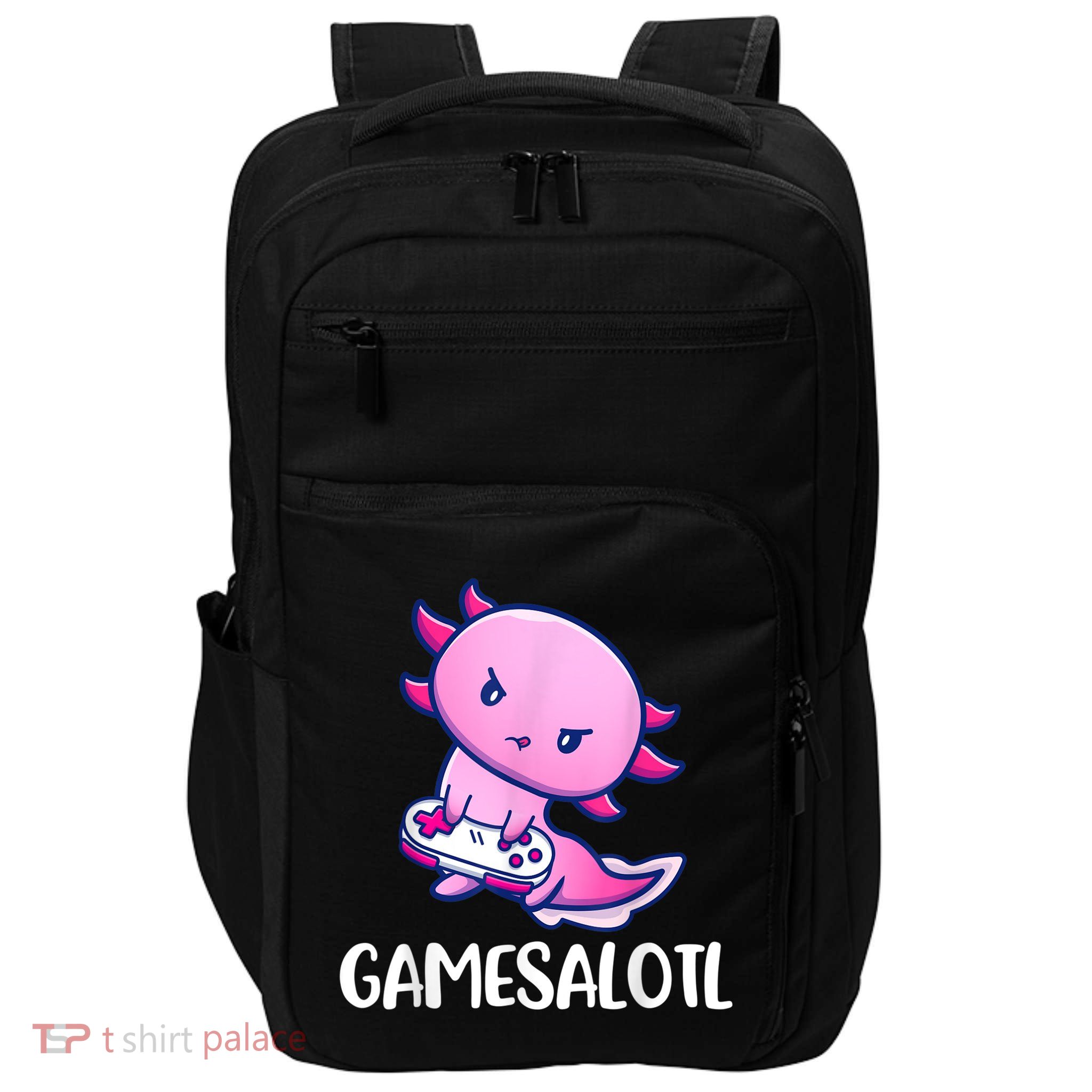 Gamesalotl Axolotl Cute Playing Video Game Impact Tech Backpack