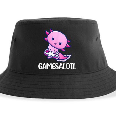 Gamesalotl Axolotl Cute Playing Video Game Sustainable Bucket Hat