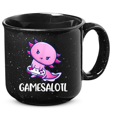 Gamesalotl Axolotl Cute Playing Video Game 15oz Campfire Ceramic Mug