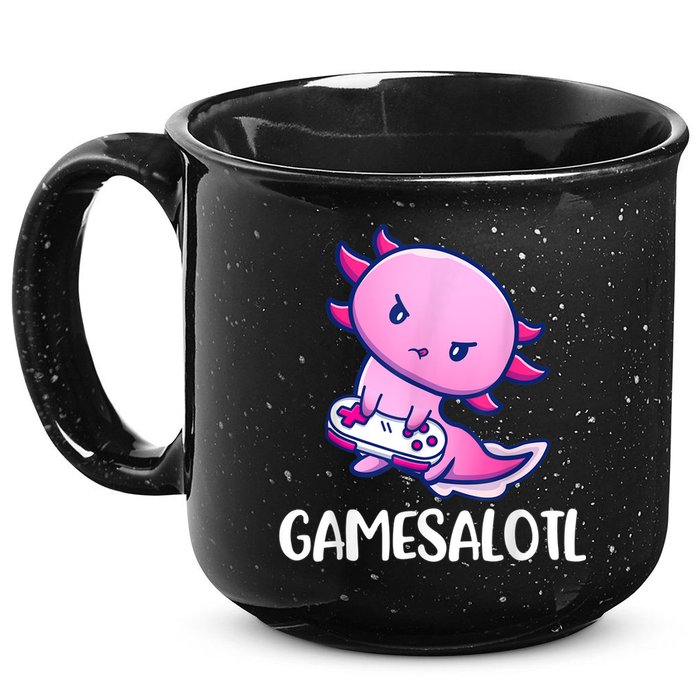 Gamesalotl Axolotl Cute Playing Video Game 15oz Campfire Ceramic Mug