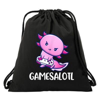 Gamesalotl Axolotl Cute Playing Video Game Drawstring Bag