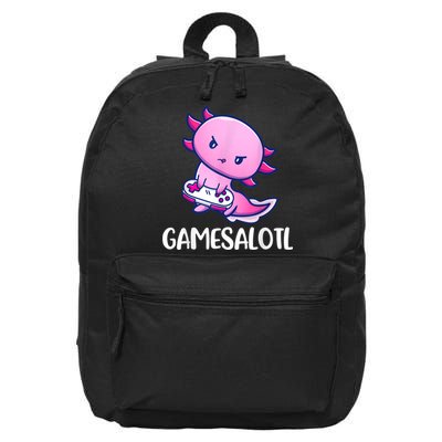 Gamesalotl Axolotl Cute Playing Video Game 16 in Basic Backpack