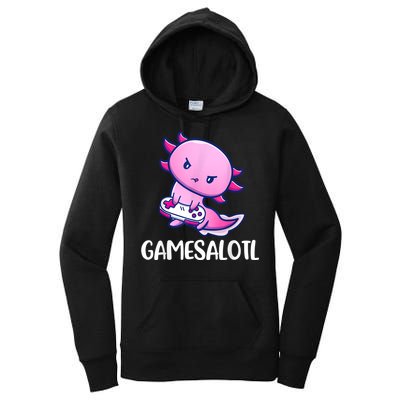 Gamesalotl Axolotl Cute Playing Video Game Women's Pullover Hoodie