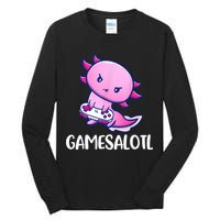 Gamesalotl Axolotl Cute Playing Video Game Tall Long Sleeve T-Shirt