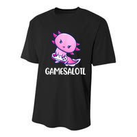 Gamesalotl Axolotl Cute Playing Video Game Youth Performance Sprint T-Shirt