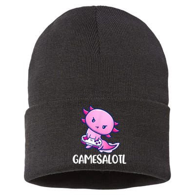 Gamesalotl Axolotl Cute Playing Video Game Sustainable Knit Beanie